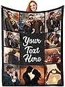 Custom Blanket Throws with Photos Text Personalized with Picture Customizable, Customize for Mom, Dad, Couple, Girlfriend, Boyfriend, Husband & Wife