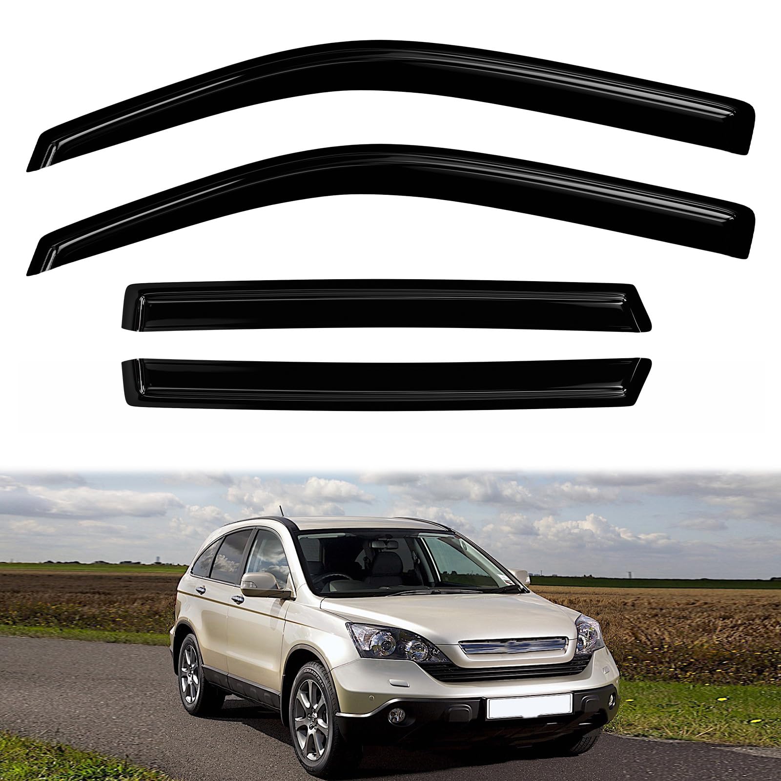 Rain Guards for 2007-2011 Honda CR-V EX LX EX-L SE 07-11 CRV Window Visors for Wind Sun Shade Vent Deflector