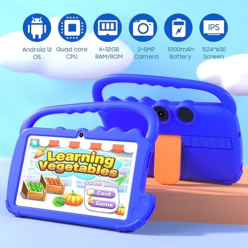 Miniatura 2 de Tablet para niños de 7 pulgadas para niños y niñas, tabletas Android 12 para niños con 4GB RAM 32GB ROM, tableta para niños pequeños con WIFI