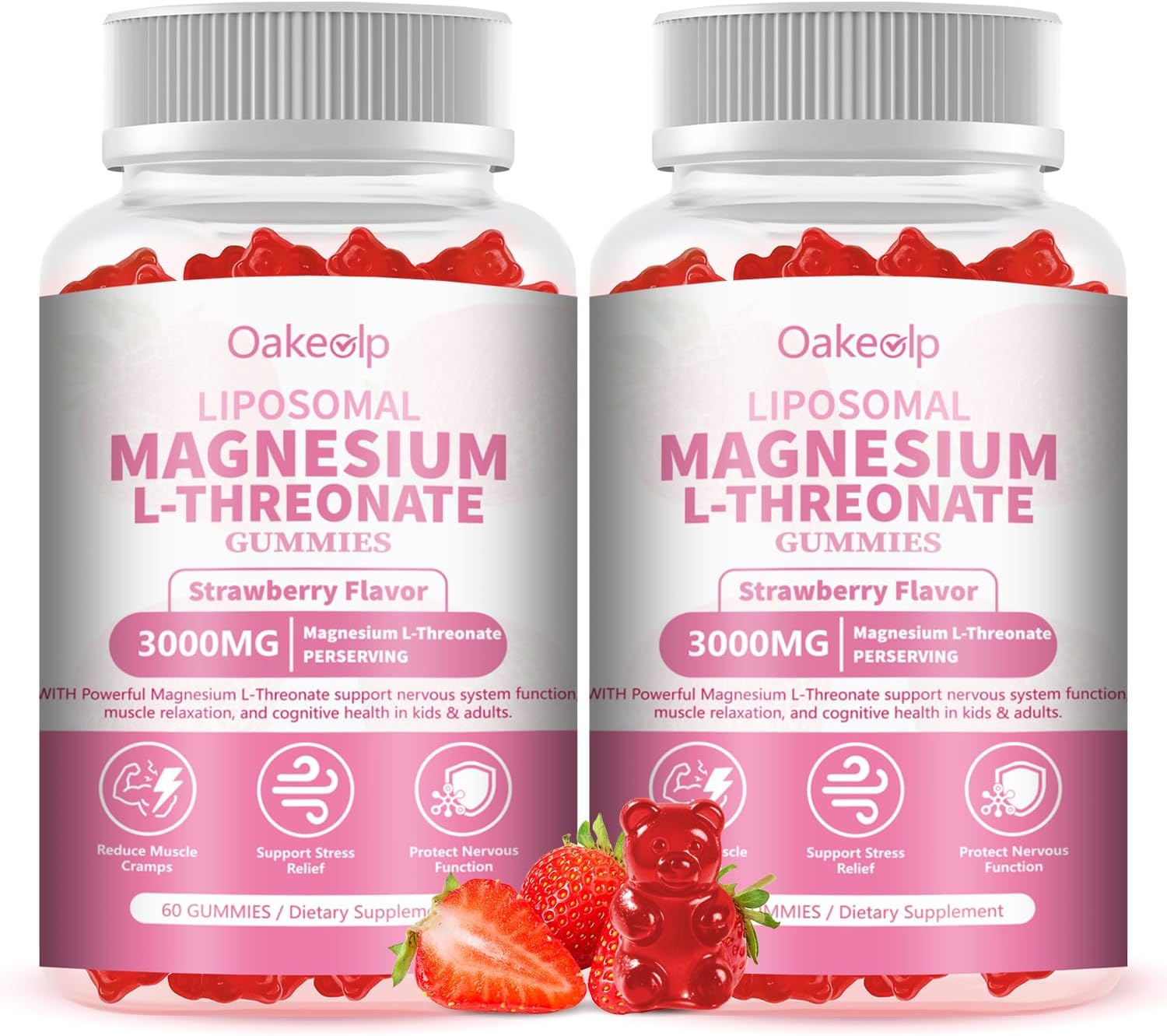2 Pack Liposomal Magnesium Threonate High-Potency 3000mg Gummies,Liposomal Enhance 98% Absorption,Magnesium L-Threonate Supplements, Muscle & Nervous System for Kids & Adults