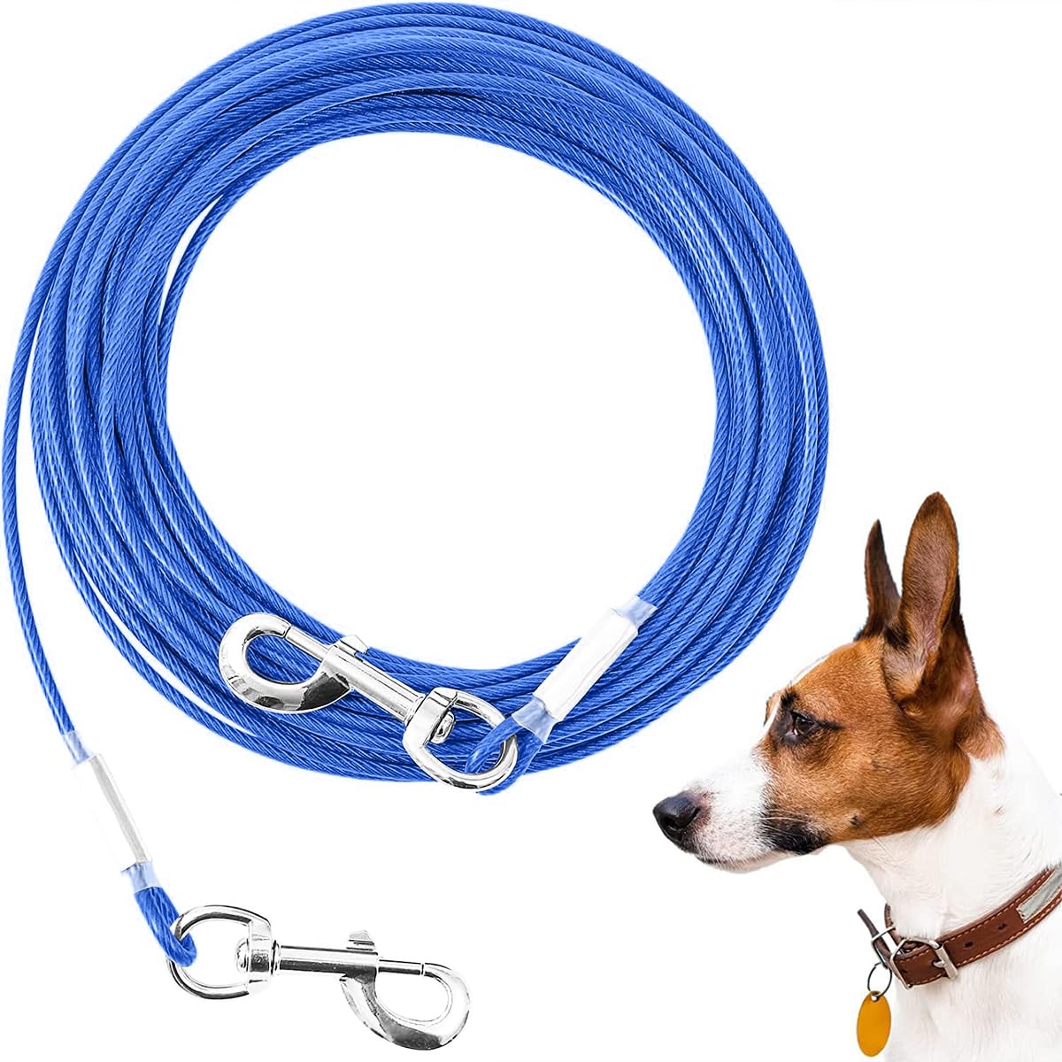 Mi Metty Tie Out Cable for Dogs,100FT Dog Leads,Heavy Duty Tie Out Cable for Large Dogs Up to 125lbs,Durable Dog Runner Tether Line for Outdoor,Yard