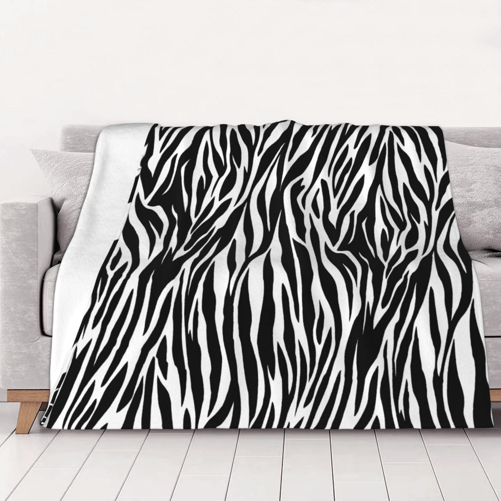 Couverture flanelle zèbre haut de gamme douce et chaude pour lit adulte