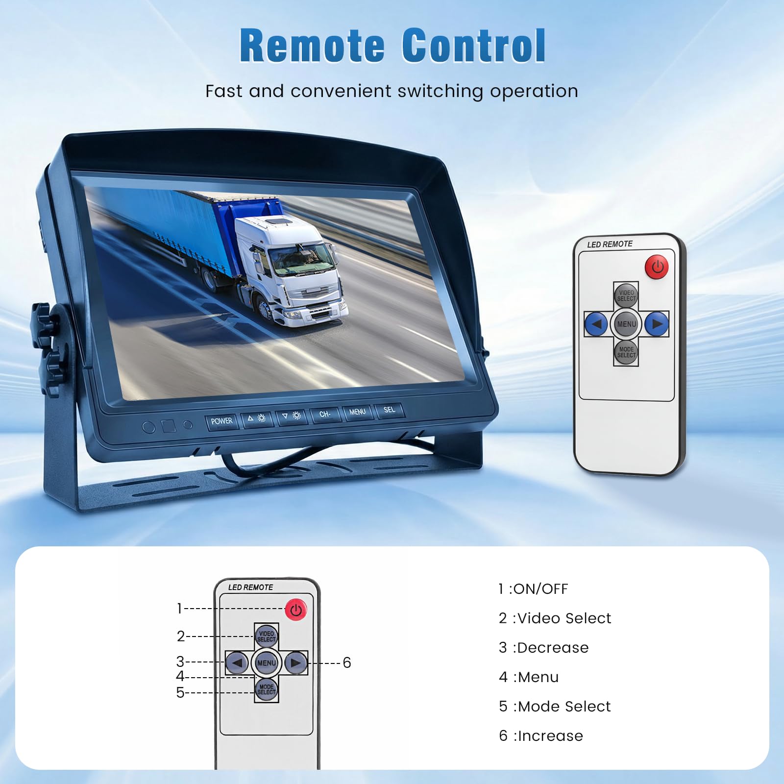 System kamer cofania z podwójną kamerą, nagrywanie wideo, 9 cali, monitor LCD DVR, wodoszczelność IP69, pełnokolorowa widoczność w nocy, kamera samochodowa z 2 x 10 m kablem do przyczep