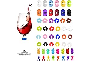 Wine Glass Charms Silicone, 52 PCS Reusable Drink Markers for Parties, Anniversaries and Weddings