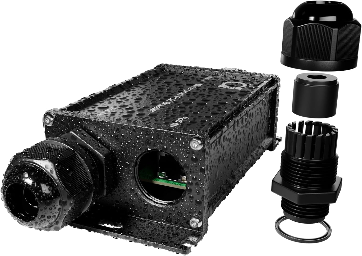 Waterproof PoE Extender Repeater Booster, Outdoor Gigabit PoE Amplifier with 2 Output Ports, IP67, 802.3af/at/bt, Up to 90W Total, No Power Required