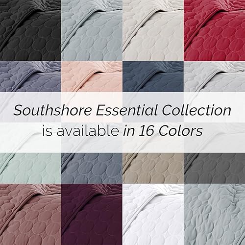 Vista 8 de Southshore Fine Living, Inc. - Juego de edredón, diseño geométrico de costura circular, liviano, con 2 fundas de almohada acolchadas a juego