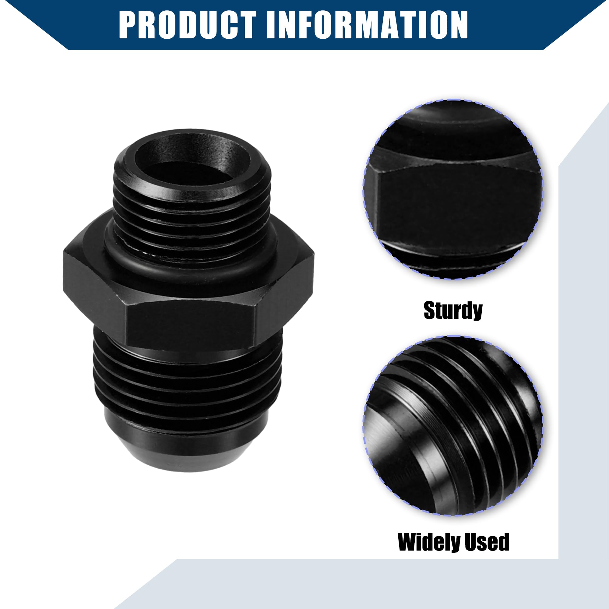 Raccordo carburante con guarnizione Adattatore maschio per linea carburante interna per auto Adattatore maschio metrico M18x1.5 in lega di alluminio resistente a 10AN / 1 set nero