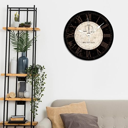 Miniatura 6 de Reloj de pared con leyes, estilo rústico, de PVC, de 15 x 15 pulgadas, decoración de cocina, regalo de baño, funciona con pilas, silencioso,