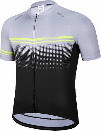 qualidyne Mens Cycling Jersey Short Sleeve Full Zip Biking Bike Shirts with 4 Pockets