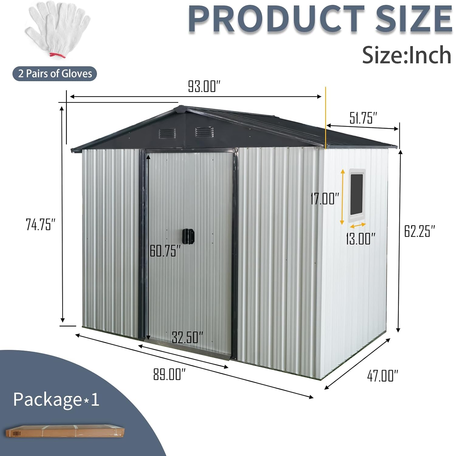 Ball & Cast 8x4FT Outdoor Storage Shed,Large Metal Tool Sheds with Window and Foundation,Garden Tool House W/Tilted Roof & Lockable Door,for Backyard Garden Patio Lawn,White+Black