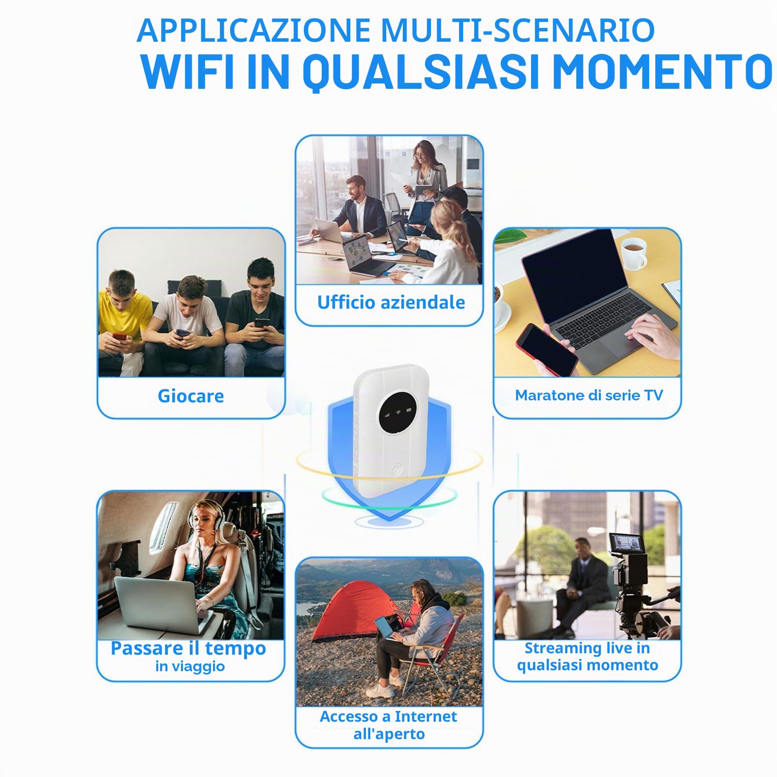 Dispositivo Hotspot Mobile WiFi 4G/5G, WiFi Portatile per Viaggi, 300 Mbps Hotspot Ad Alta velocità 4G con Slot per Schede Micro SIM (non incluso), Supporto 10 Dispositivi,