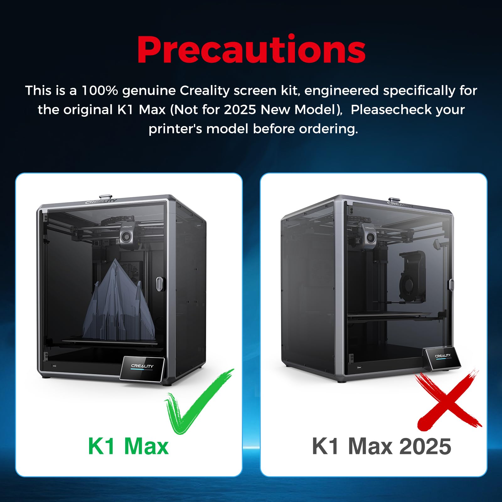 Creality Kit touch screen originale K1 Max, display LCD da 4,3 pollici HD 480 x 400, pannello touch capacitivo reattivo per stampante 3D Creality K1 Max (non per K1 Max 2025)