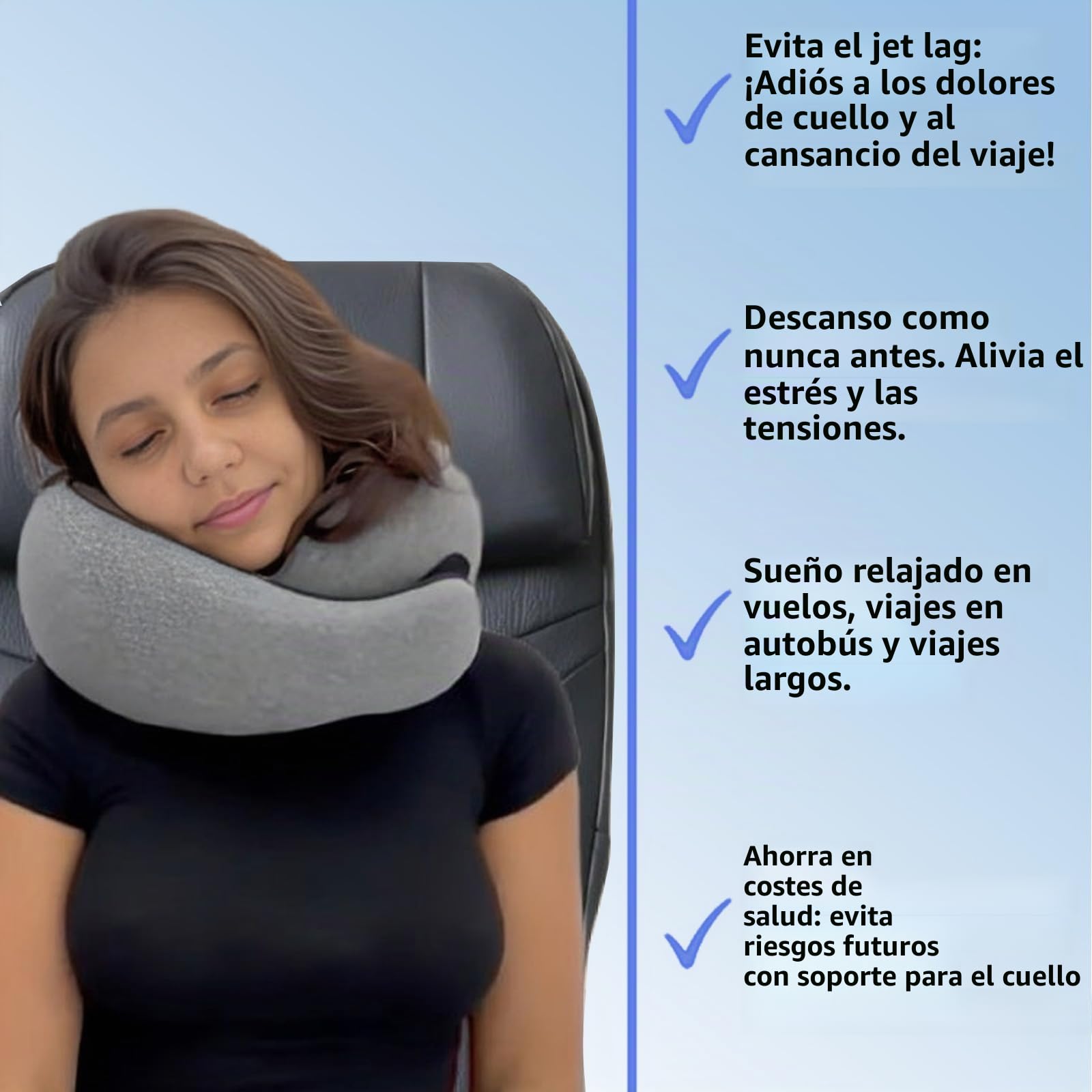 Reiteag Almohada Viaje Cuello, Almohada Cervical Viaje, Almohada Cervicales y Cuello Viaje, avión Coche Oficina, Incluye Antifaz para Dormir, Bolsa de Transporte