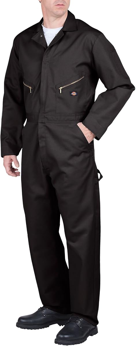 Long Sleeve Zip Pocket Coveralls Black 2XL Tall