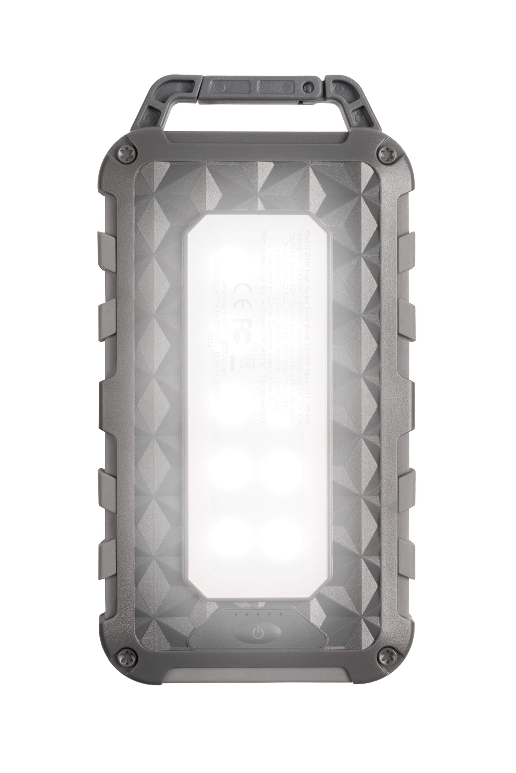Xtorm 20W Fuel Series Solar Charger - 10,000mAh - Grey, Solaire Rechargeable, 3 Ports, Compatible avec Smartphone et Tablette