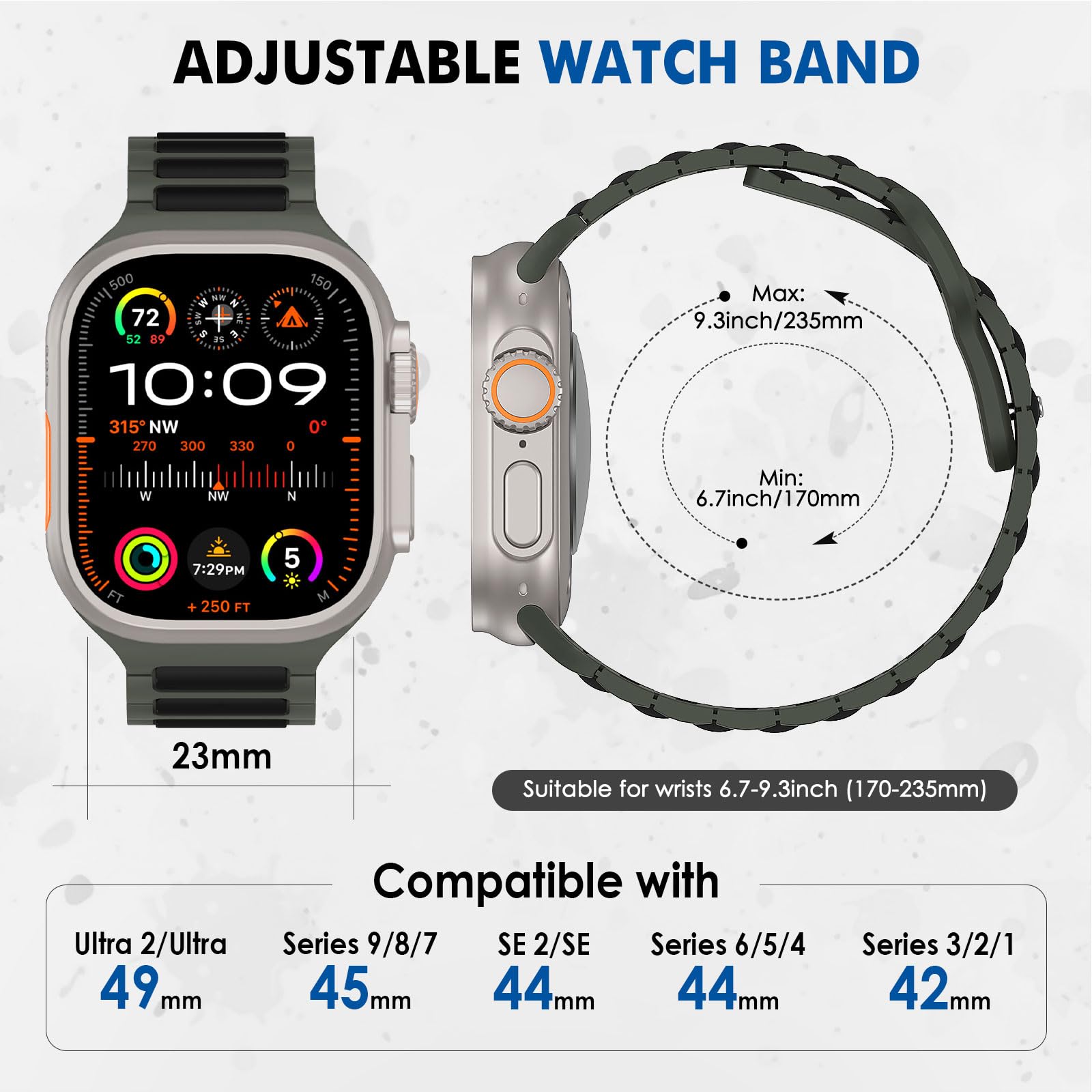 MoKo Cinturino Compatibile con Apple Watch Ultra 2 49mm 46mm 45mm 44mm 42mm per Uomo Donna, Cinturino di Ricambio Sportivi in Silicone per iWatch Apple Watch Serie 10 9 8 7 6 5 SE Ultra 2