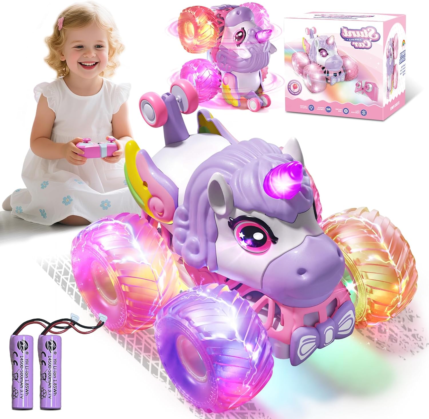 Gohero Unicorn Monster Truck, 2.4GHz Remote Control Monster Truck Unicorn Toys for Girls Age 4-6, 1:20 Scale Pink Monster Trucks with Light & Music, 3 4 5 6 7 8 Year Old Girl Chritmas Birthday Gifts