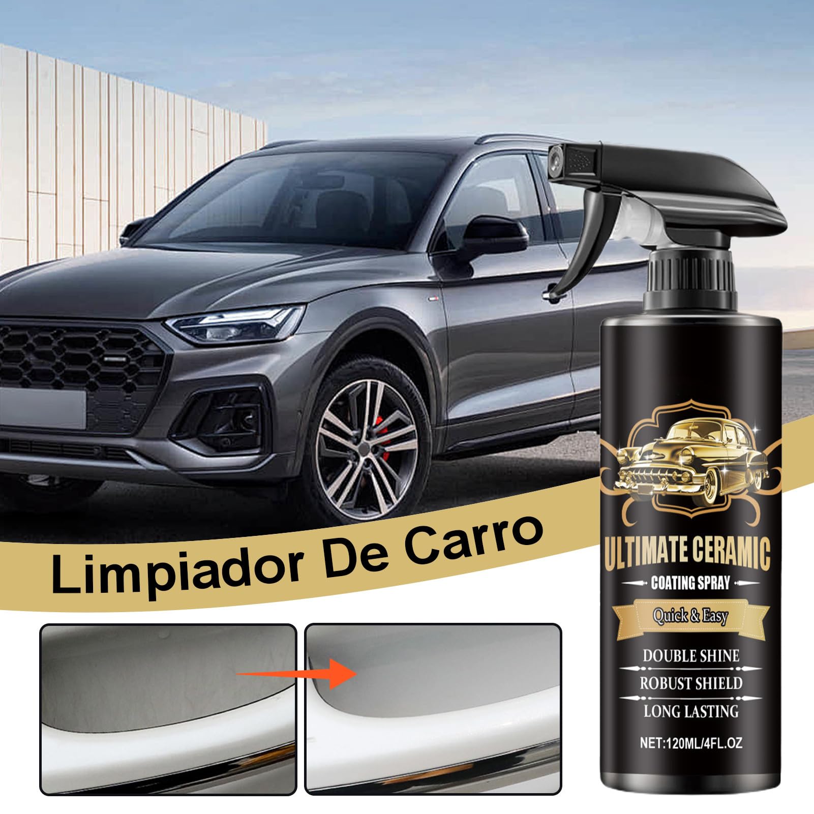 Spray de Recubrimiento para Vehículos,Recubrimiento Cerámico Para Vehículos 120ml | Pinturas y Bases para Autos, Camiones, Motocicletas Parabrisas y Detallado