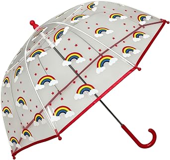 Kids Umbrella Girls Clear Umbrella, Rainbow Umbrellas Print Kids Parasol
