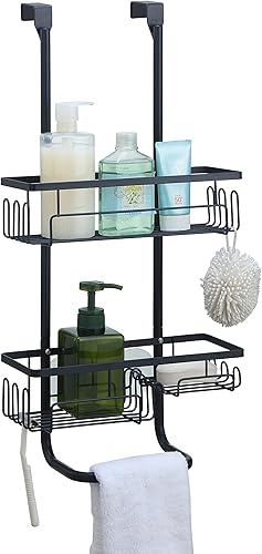 SunnyPoint Cesta organizadora de almacenamiento colgante de metal clásico para baño, para colgar sobre la puerta