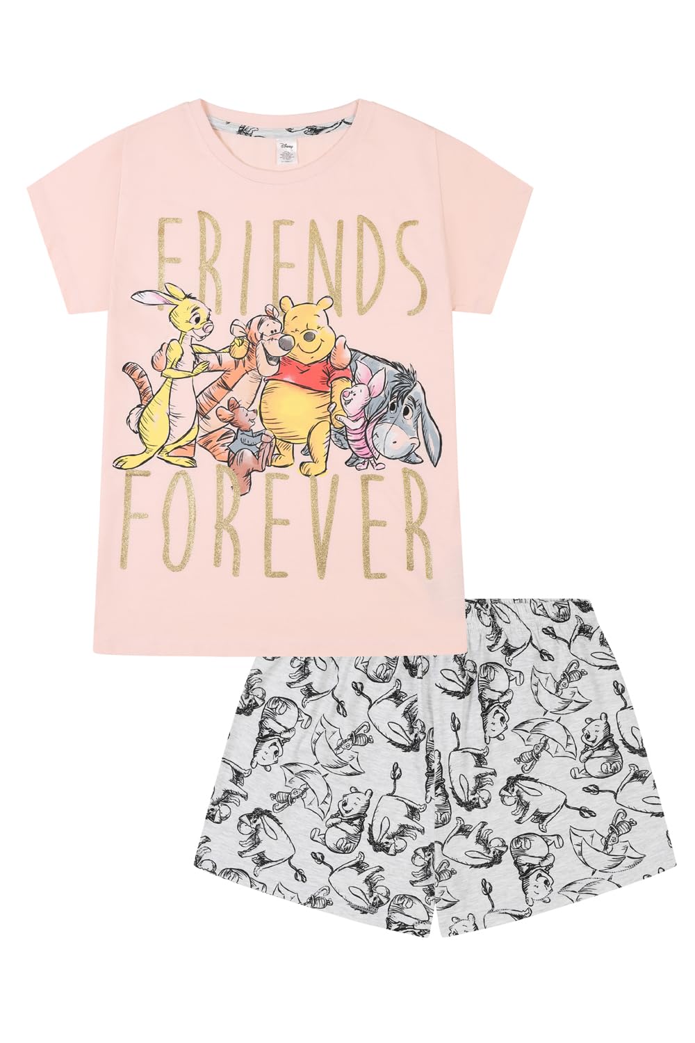 DisneyWomens Winnie The Pooh, Eeyore, Tigger, Piglet, Kanga and Roo Forever Friends Short Ladies Pyjama Set