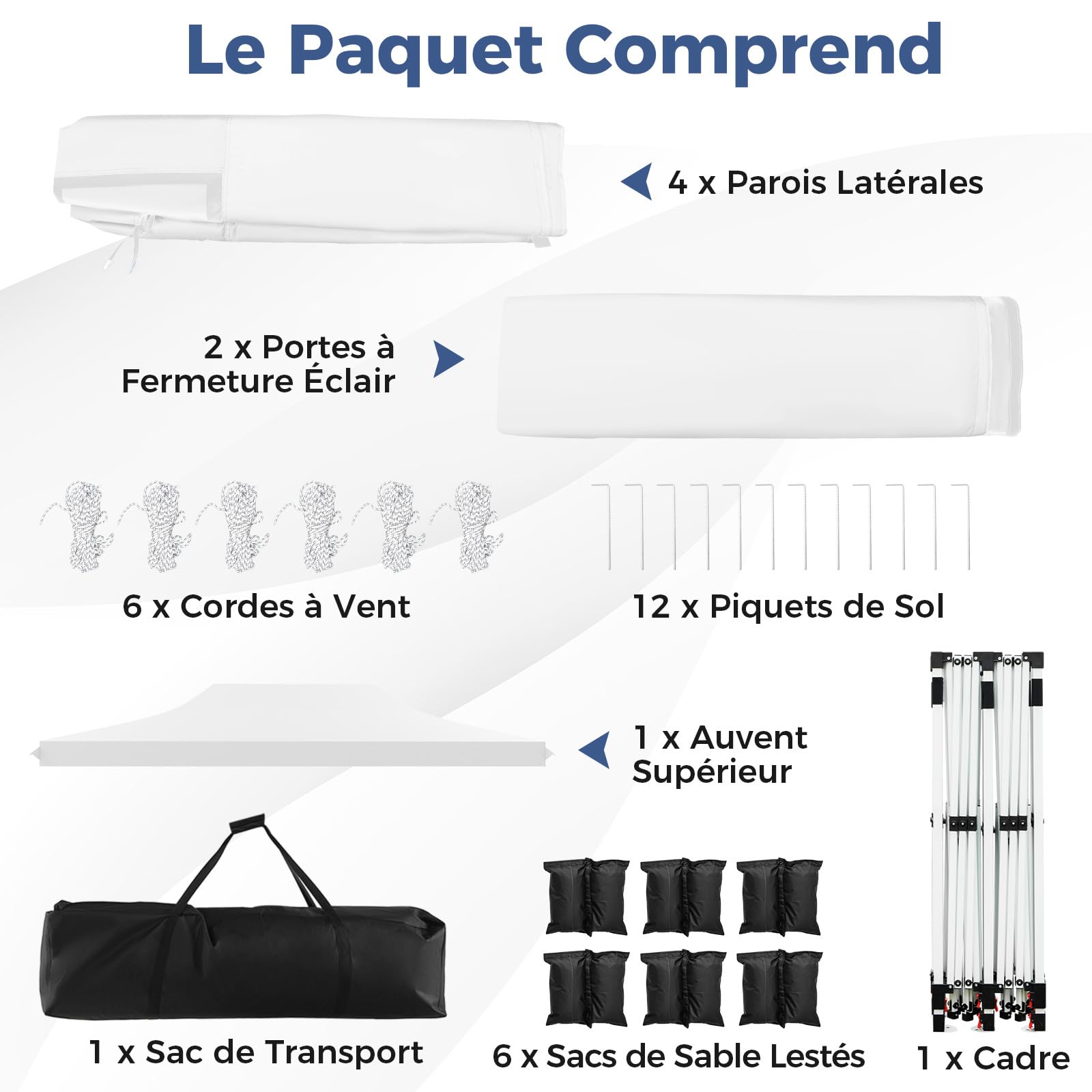 RELAX4LIFE Tonnelle Pliante 3x6 Imperméable avec 6 Parois Amovibles, Barnum Pliant 3x6, Hauteur Réglable, Portes Zippées, Tente de Réception Anti-UV, Sac Transport, Montage sans Outil