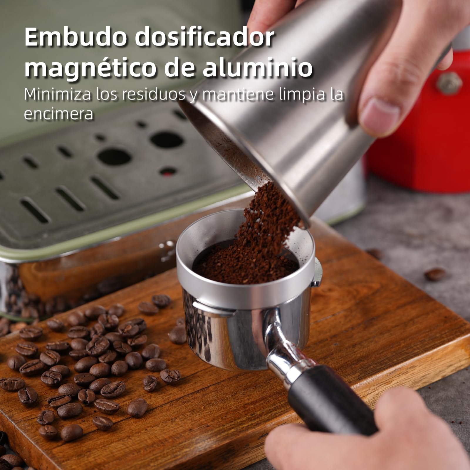 Kit BaristaTamper 58mm,Prensador de Cafe,Wdt Tool,Anillo Dosificador Cafe y Tampermatte Set,Accesorios Cafetera Barista para Portafiltro 58 mm Accesorios Cafe