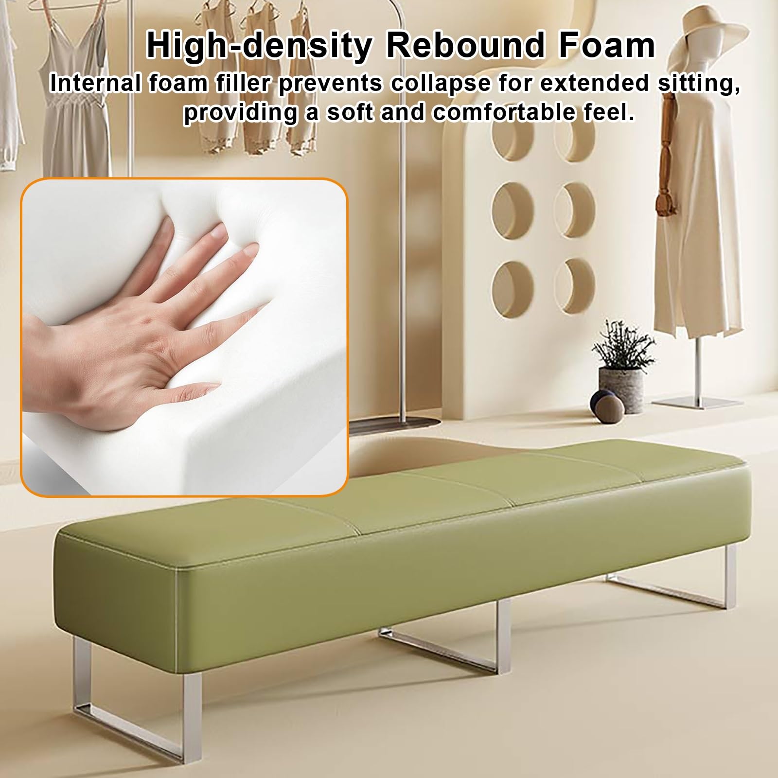 Elegante Empfangsbank aus braunem Kunstleder für Wartebereiche an Flughäfen und Krankenhäusern, zuverlässiges Sofa (150 x 40 x 40 cm) für Salons und Spas