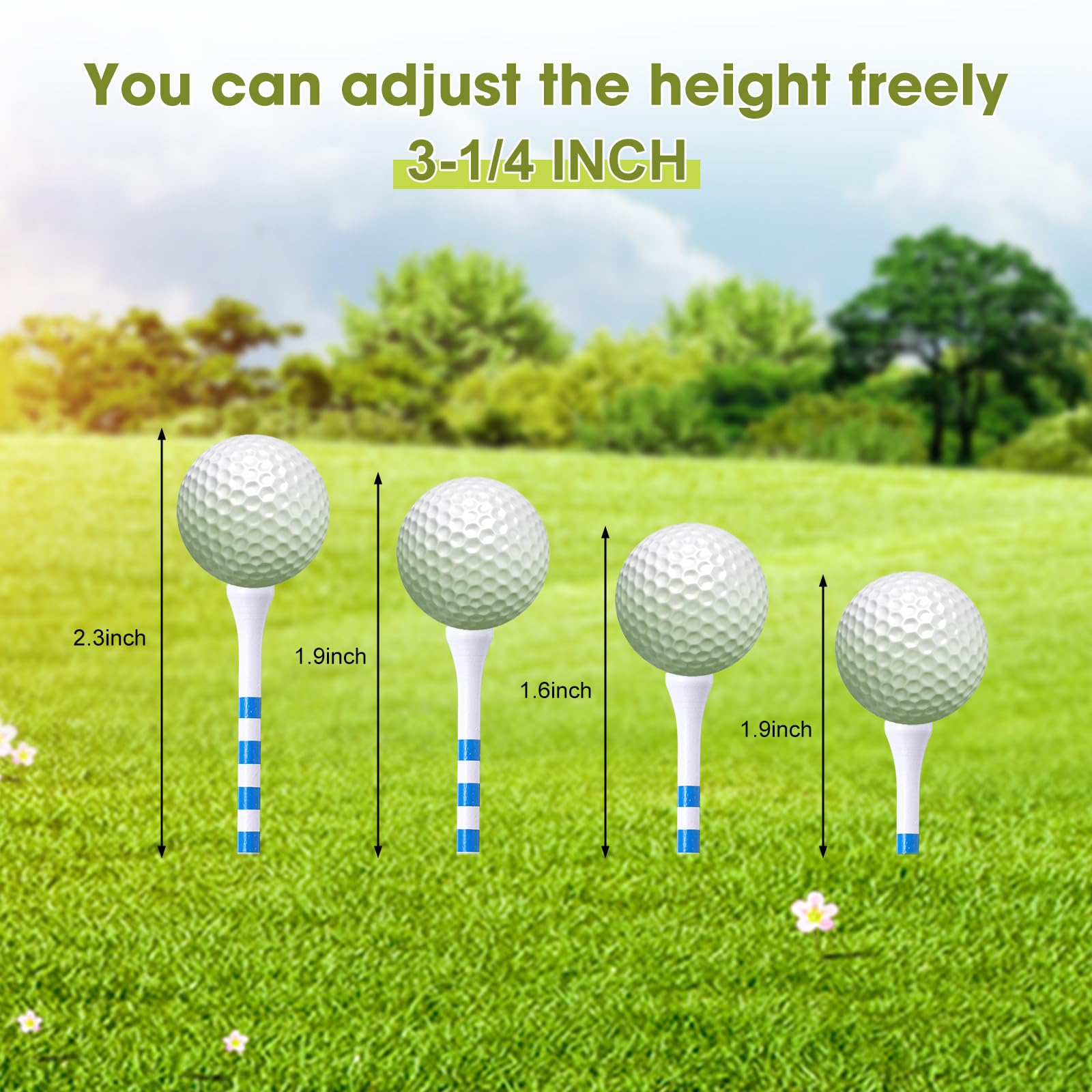 Vinsot 1000 Pcs Golf Tees Bulk Wood Tees, Golf Tees for Women Men Ladies Clubs Golf Ball Theme Party Accessories