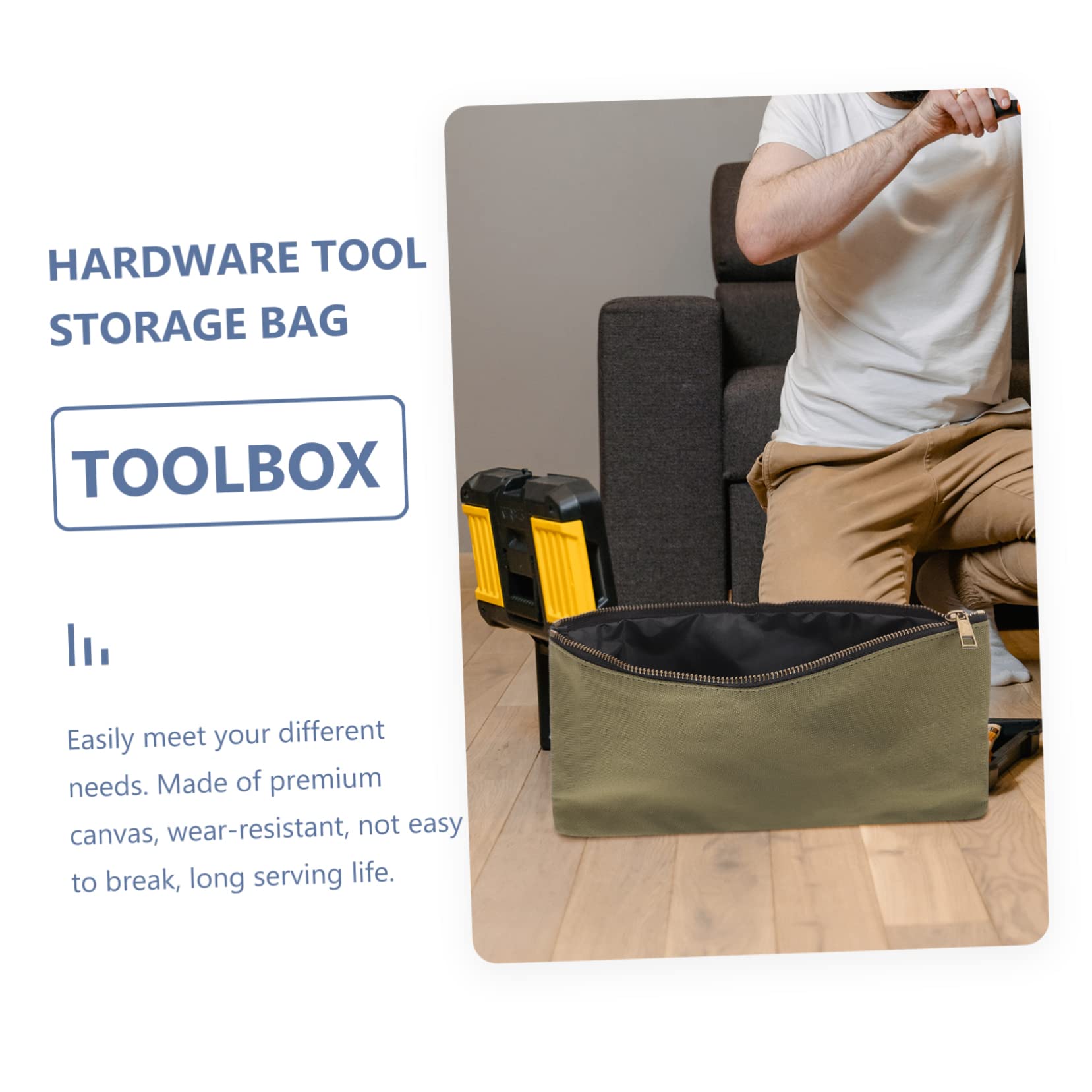 Holibanna 3 Pcs Bolsa de Herramientas Cremallera, Bolsa de Lona para Almacenaje Herramientas, Portátil y Resistente, para Organización en Tool Box o Truck