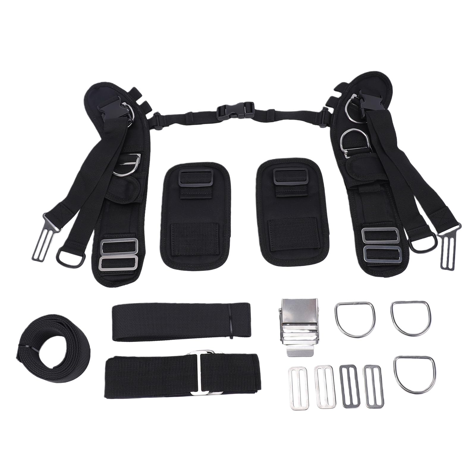 Luocute Imbracatura con Piastra Posteriore per Immersioni Subacquee | Fibbie Antiruggine in Nylon in Acciaio Inossidabile, Spallacci in Neoprene, Anelli di Ritenzione in Gomma Flessibile per