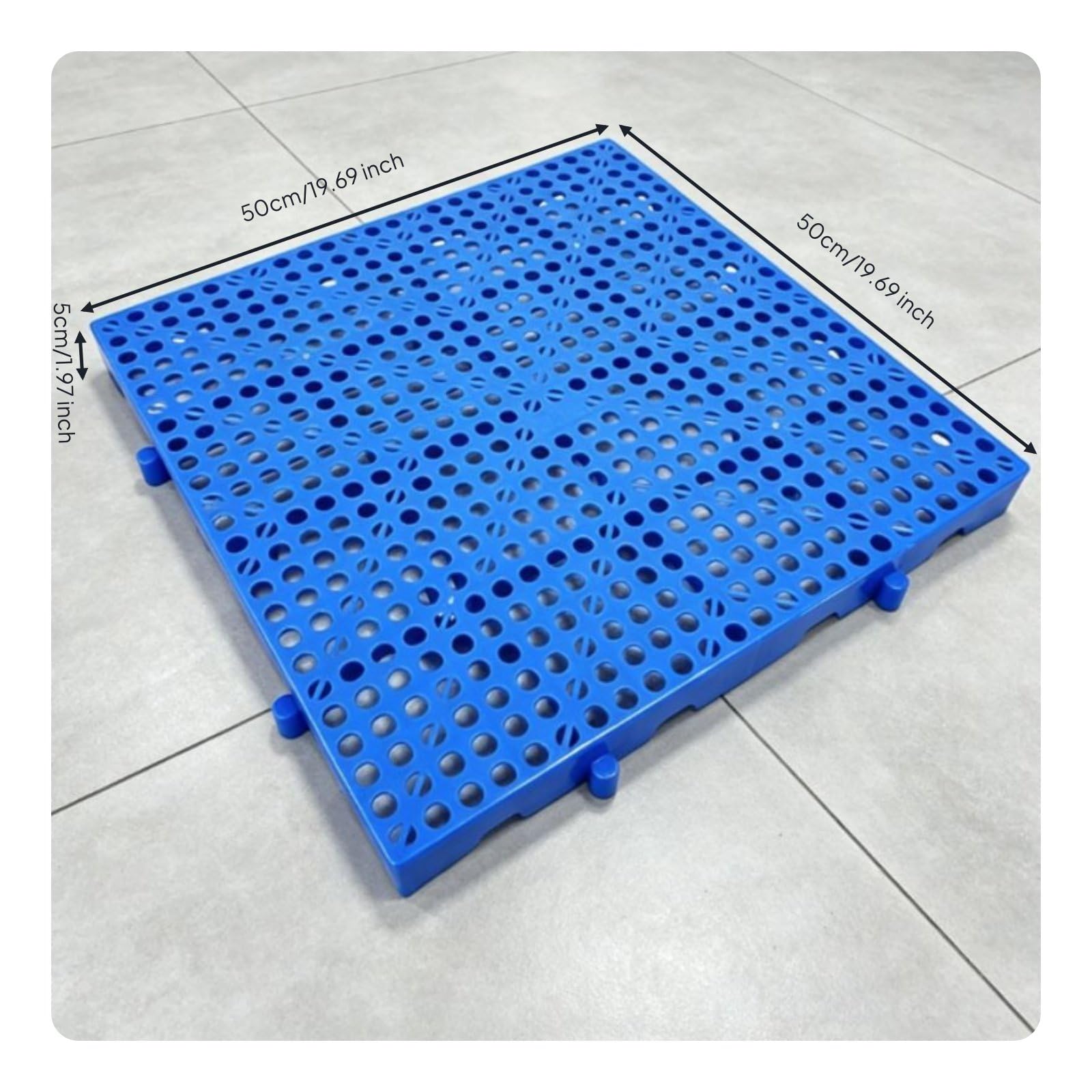 Tablero de Plástico Antihumedad Diseño Transpirable Baldosa de Rejilla Encajable Extra Grueso Suelo Modular para Almacén, Sótano, 500-500-50mm