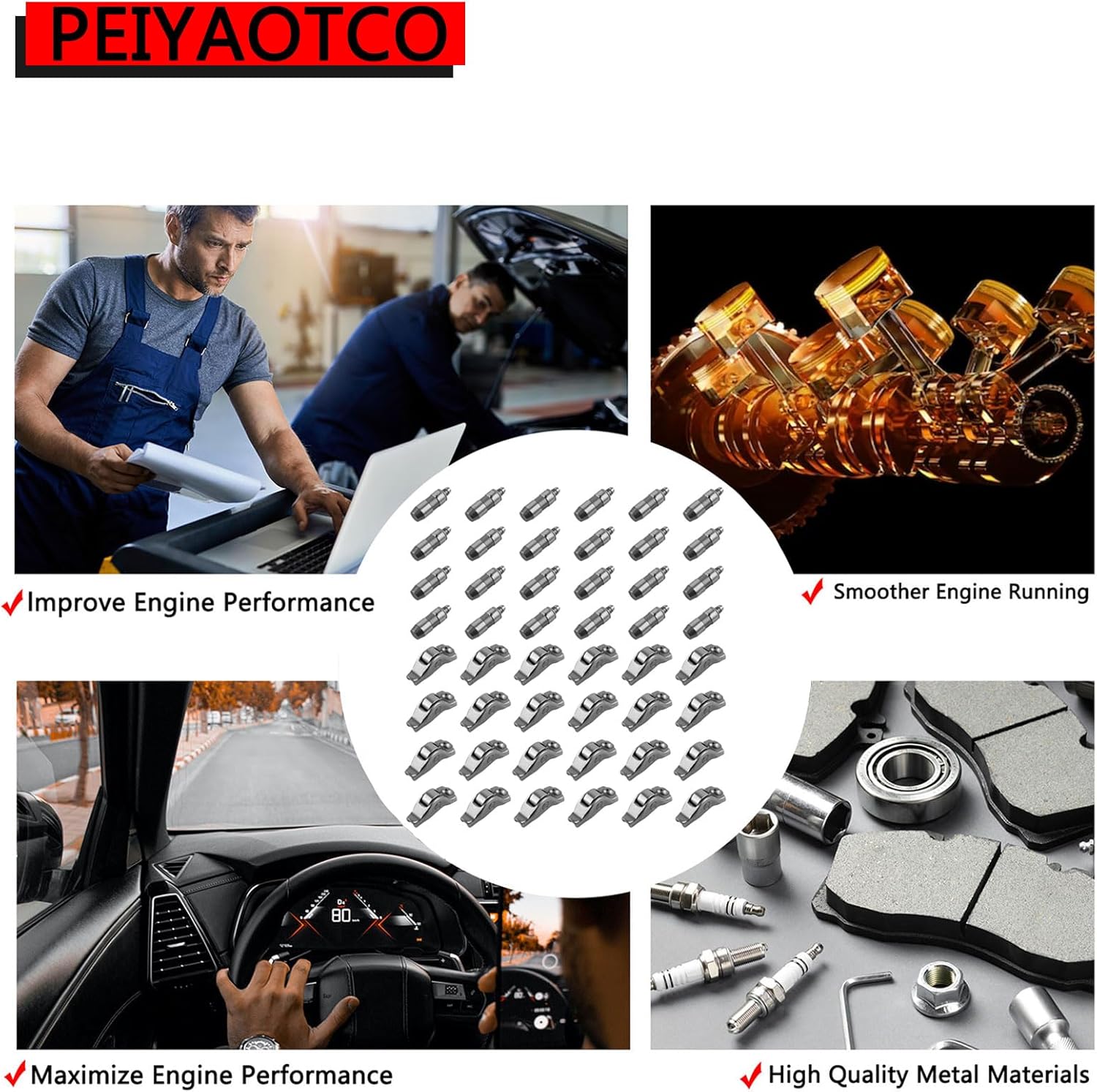 48PCS Engine Rocker Arms 3l3z-6564-Ba & Lifters 5l1z-6500a For 2005-2010 Mustang F-150 F-250 F-350 F-450 F-550 2006-2010 Explorer 2005-2014 Expedition Replaces Part 3l3z-6564-Ba 3l3z6564ba