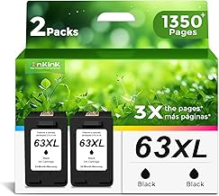 Ankink 63XL Ink Cartridges Replacement for HP 63 XL (Black 2-Pack) Work with HP63 3830 4650 4652 4655 5200 5252 5255 5258 4520 4512 1112 2132 3630 3632 3631 2130 4510 4654 Printers 2 BK