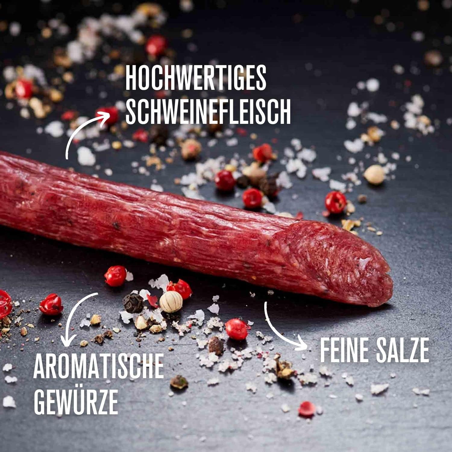 Grillido Original Sportwurst 25x25g (625g) – Proteinreicher Pork Snack mit 42% Eiweiß, knackige Konsistenz, ohne Zucker – Herzhafte Alternative zu Pork Jerky, Bacon Snack & Protein Bar