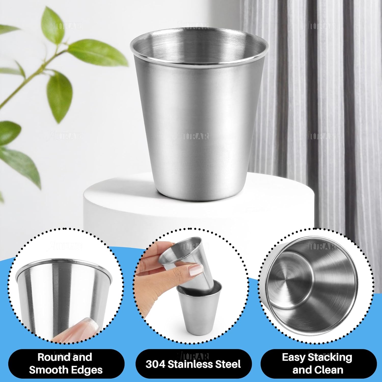 AUEAR, 6 Pack 2.3 Oz Stainless Steel Shot Glass Espresso Cups Barware Drinking Vessel for Bar Home Restaurant - Image 3