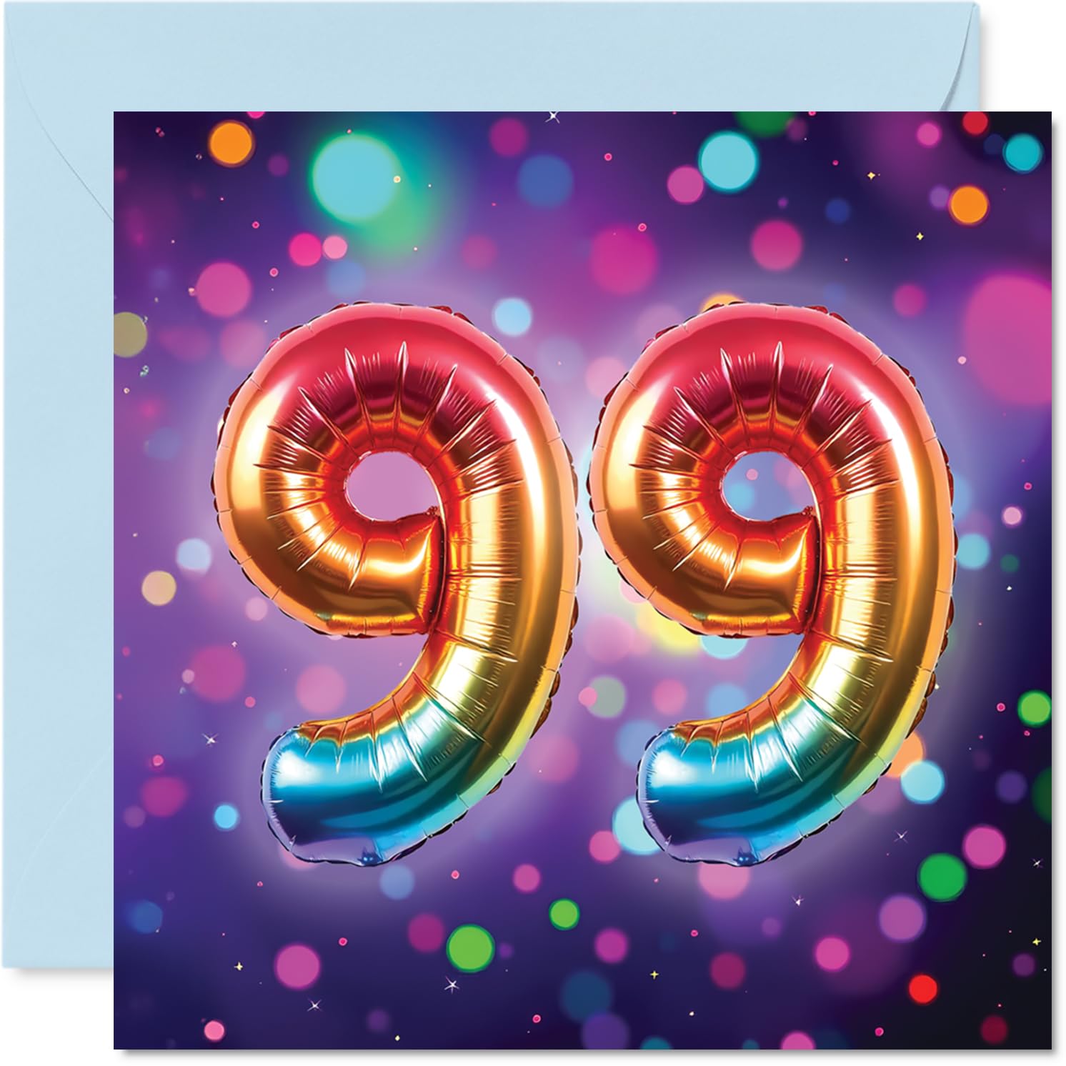 99th Birthday Cards for Women Men - Rainbow Foil Balloon - Happy Birthday Card for 99 Year Old Woman Man Nan Grandma Nanny Auntie, 145mm Bday Greeting Cards
