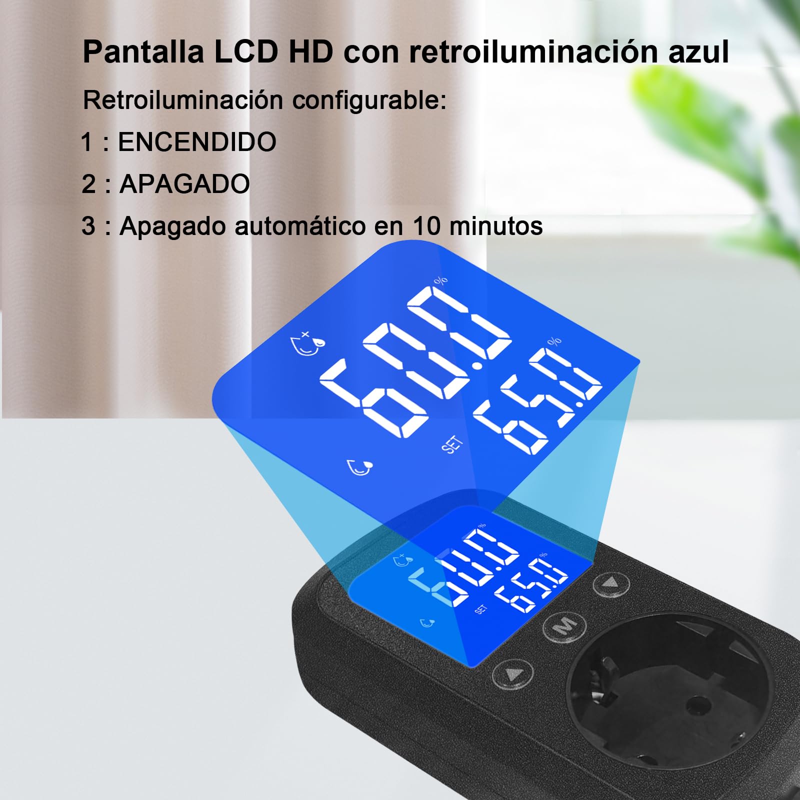 KETOTEK KT2200 Controlador de Humedad Digital con Enchufe – Higrostato Digital para Humidificador y Deshumidificador, Ideal para Reptiles, Incubadora, Invernadero