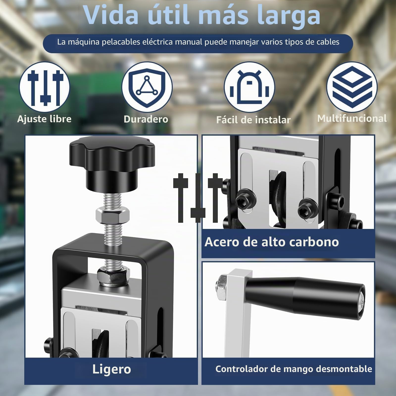 Pelacables Electricista Automático para cables de 1-25 mm, Maquina Pelacables Eléctrica Cobre, Pelador Automático para Reciclaje de Residuos de Cobre