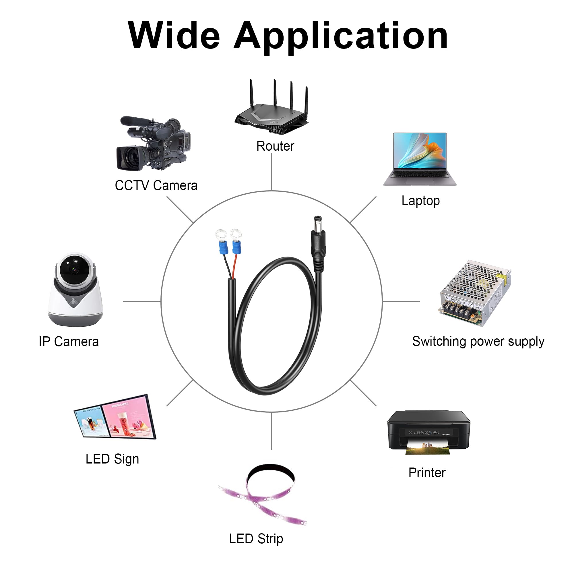 Cctv Camera Wireless Adapter GINTOOYUN 2 PCS DC 5.5MM X 2.5MM 90 Degree ...