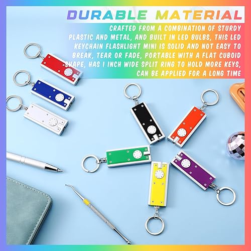 Miniatura 6 de 8 llaveros mini linternas a granel de colores surtidos LED llavero para actividades de campamento al aire libre, equipo al aire libre, fiesta