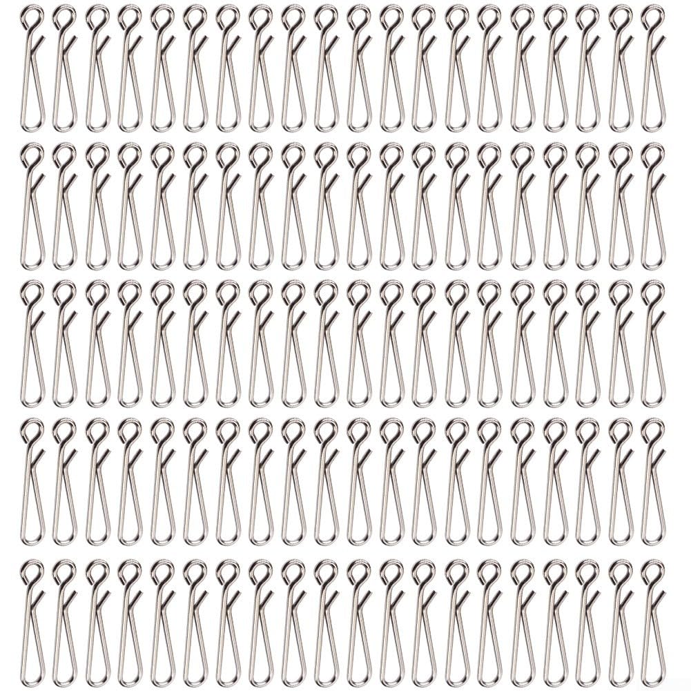 100pcs Fishing Rig Clips, Stainless Steel Snap Bait Weight Swivels for Fishing and Tackle (3#)