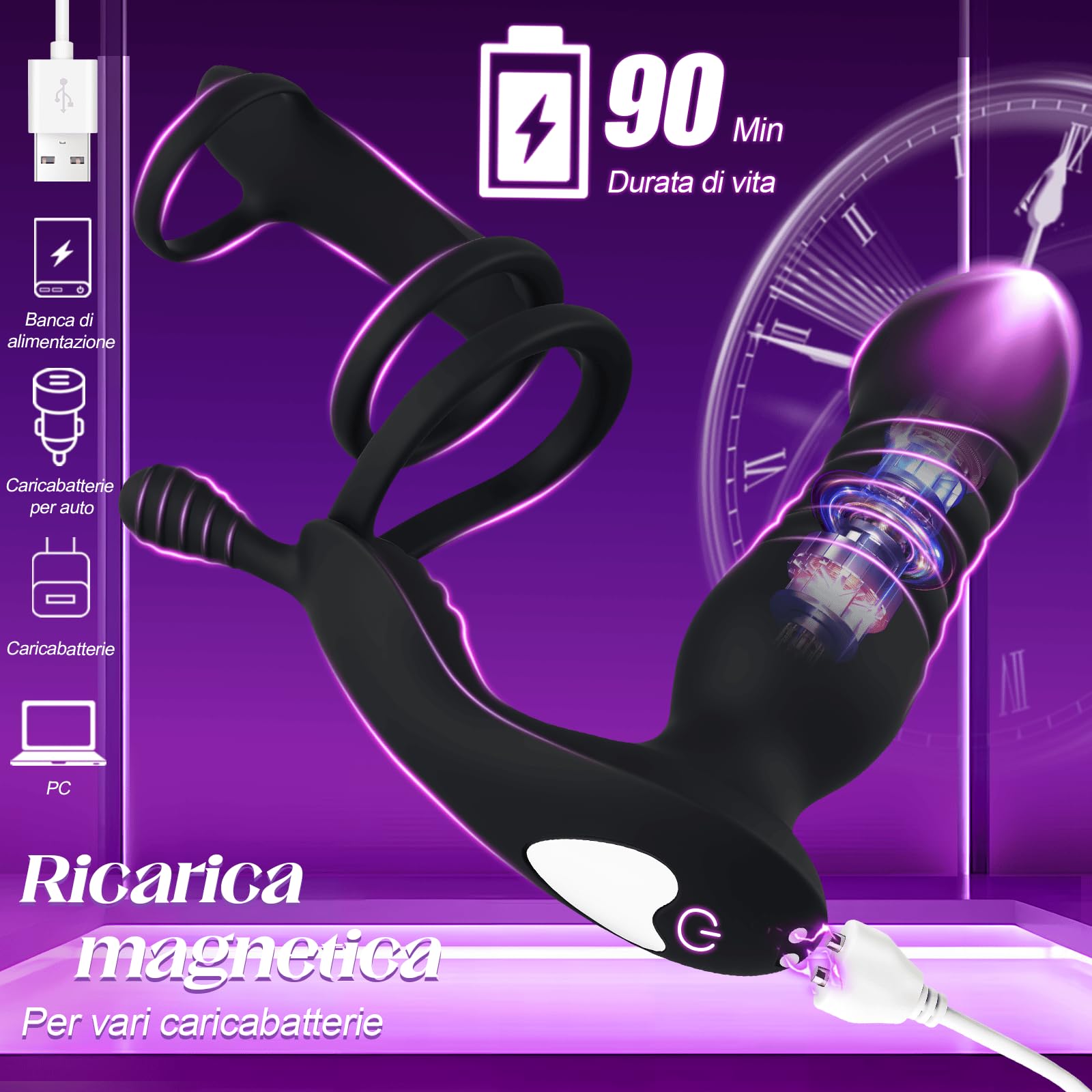 Vibratore Anale Dildo Anale Prostata Vibratore Massaggiatore Prostatico con Anello per Pene Giocattoli Sessuali Silicone Dilatatore Uomo Vibratoreper 10 Modalità di Vibrazione con Telecomando