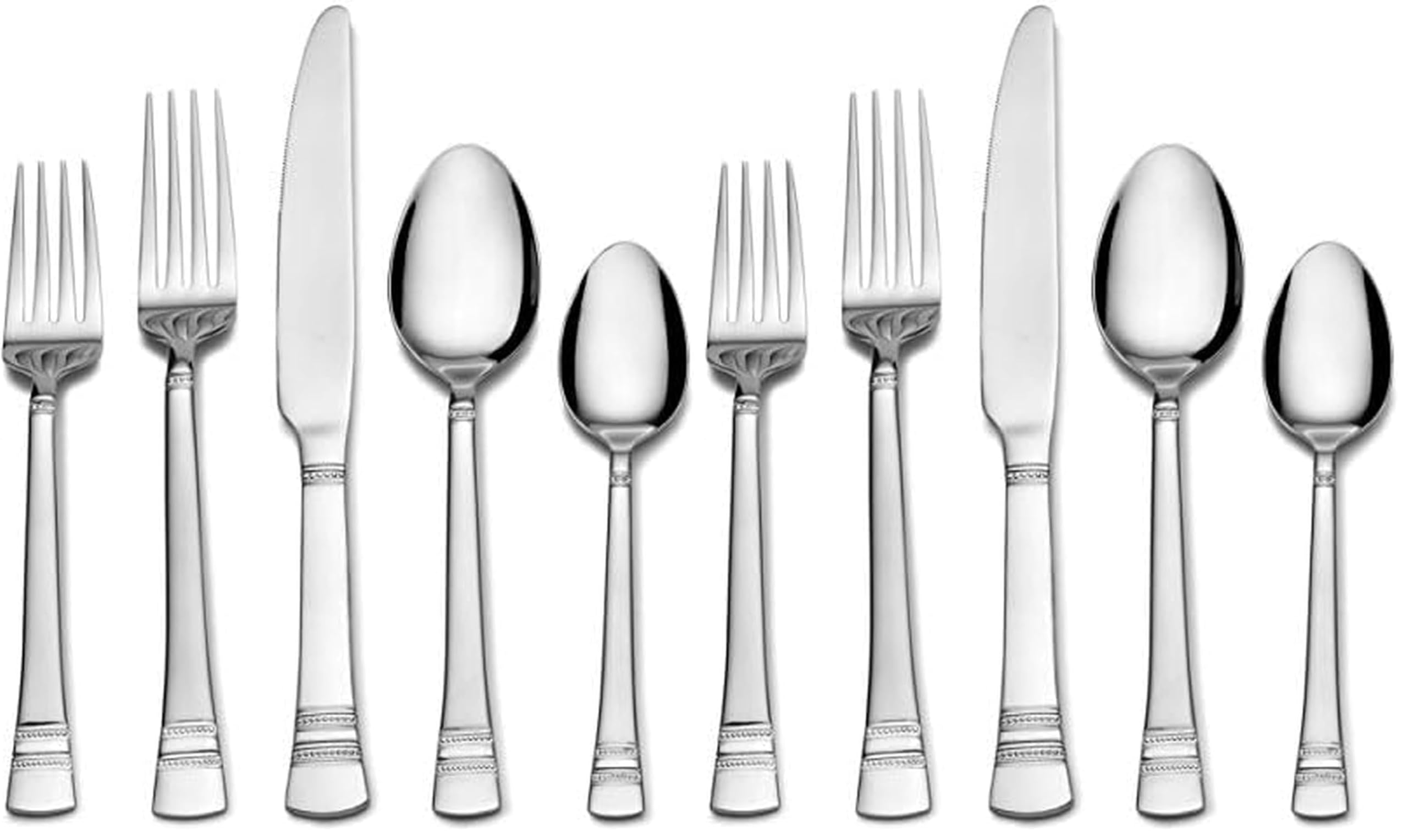 Pfaltzgraff Sapphire Bay 20-Piece Stainless Steel Flatware Set, Service for 4 (Pack of 2)