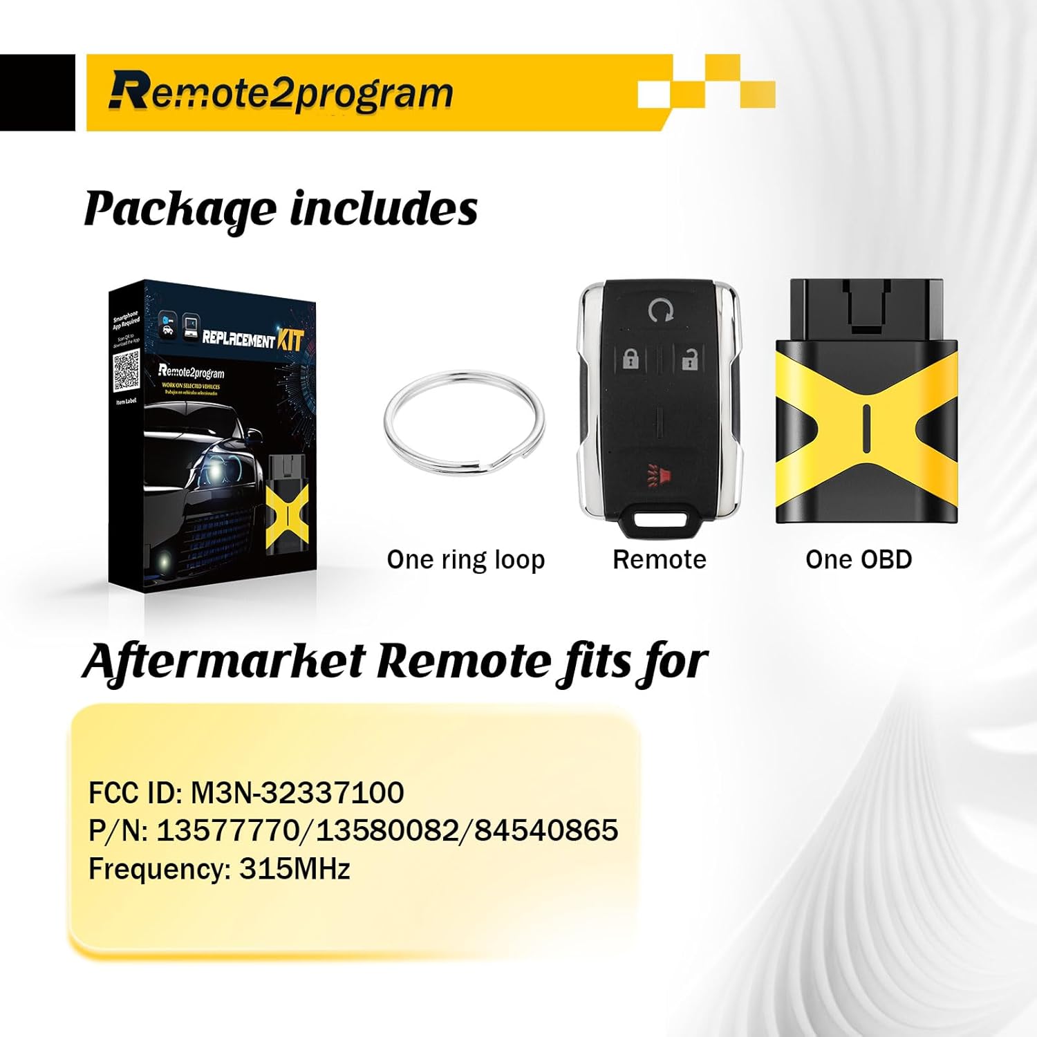 Simple Key Self Programmable Car Key Keyless Entry Remote Replacement for GMC and Chevy with FCC: M3N-32337100 (4 Buttons)