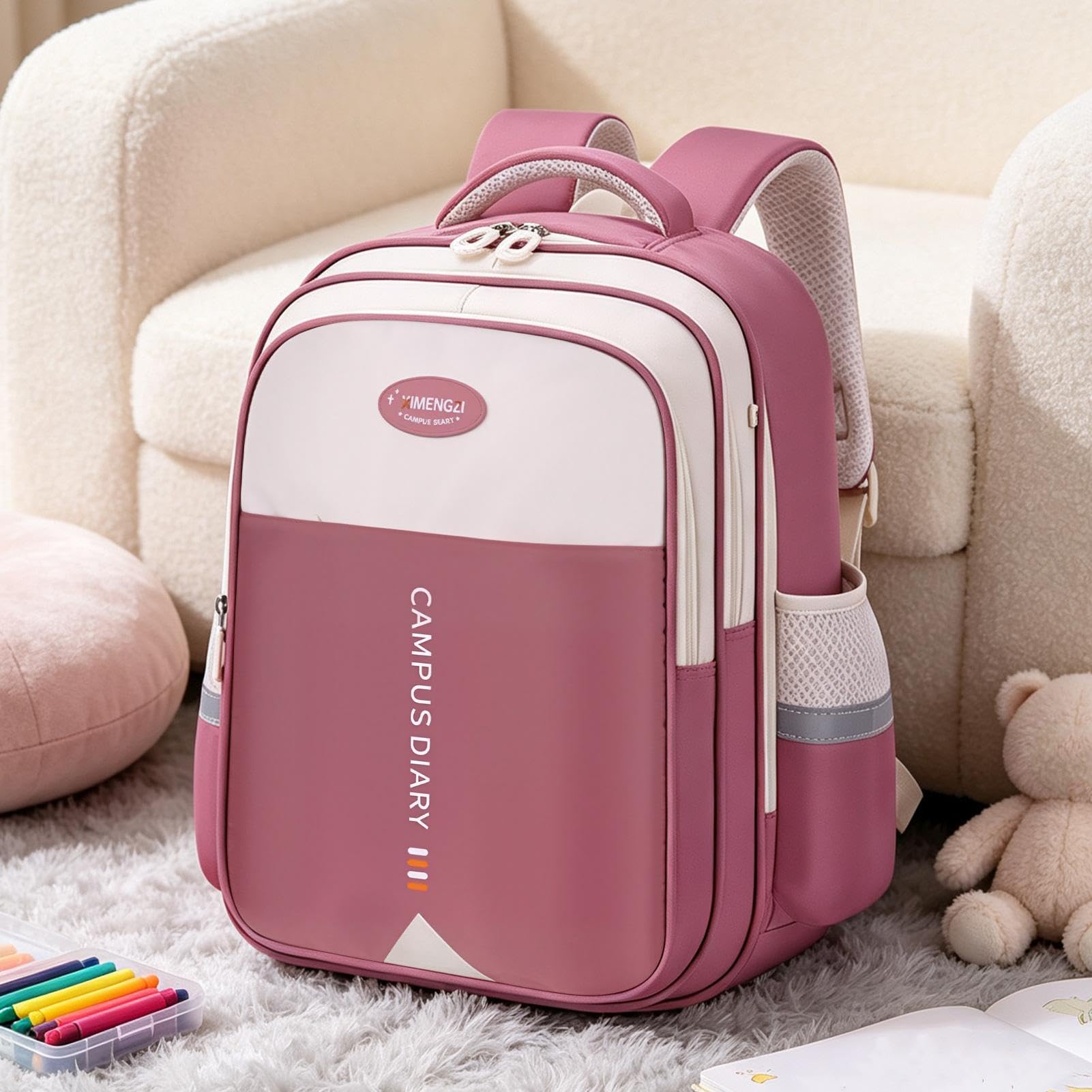 Zaino scolastico per bambini, leggero, impermeabile, di grande capacità | Borsa scolastica per bambini prescolare, zoo, parco, giardino, campeggio, picnic, passeggiate, ristorante, snack, giocattoli
