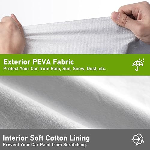 Miniatura 2 de Favoto Funda de recogida para automóvil, ajuste universal, 5 capas, diseño de cremallera lateral del conductor, protección solar con luz nocturna,