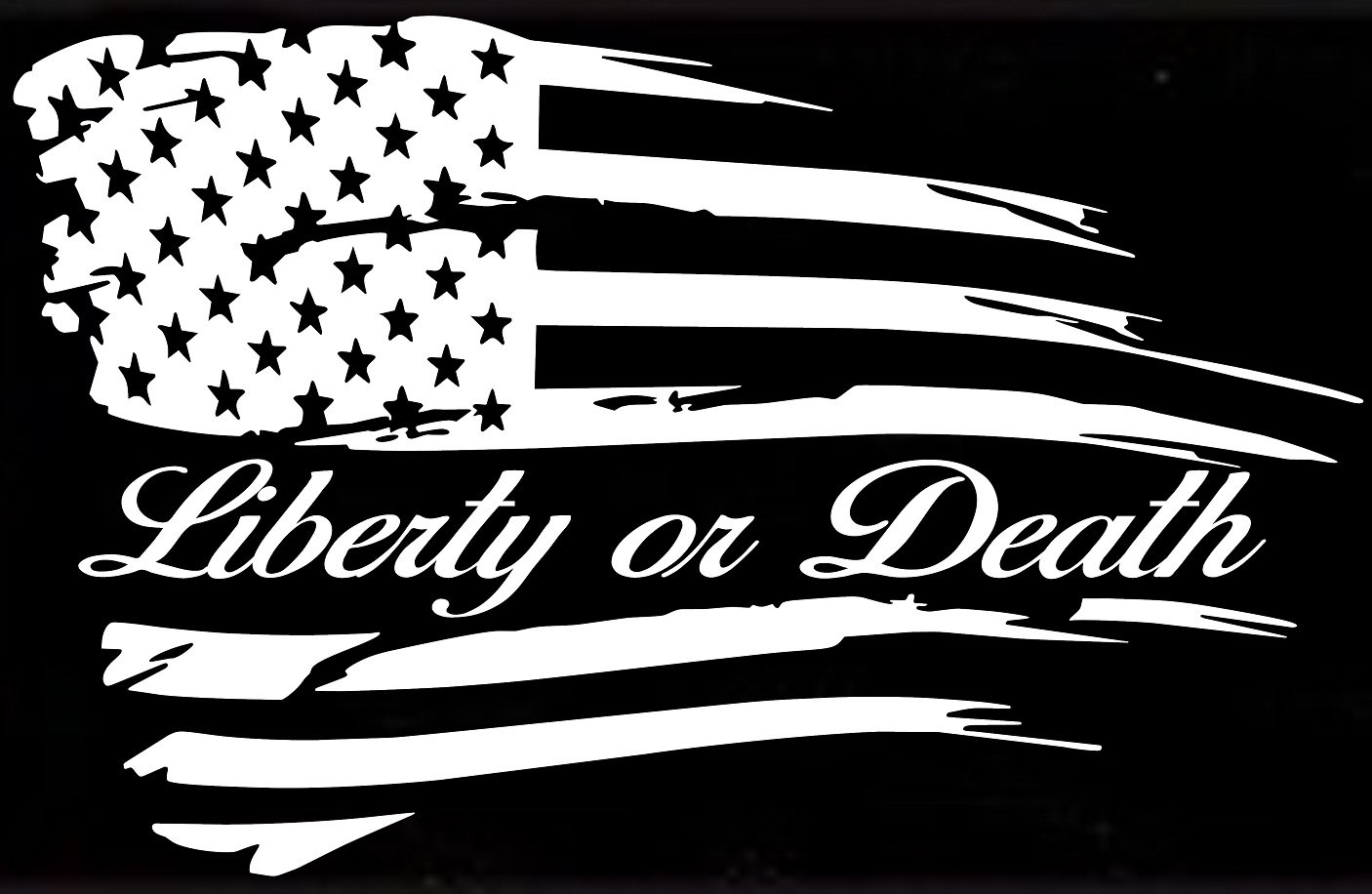 Distressed American Flag Liberty or Death Truck Window Sticker Home Decor
