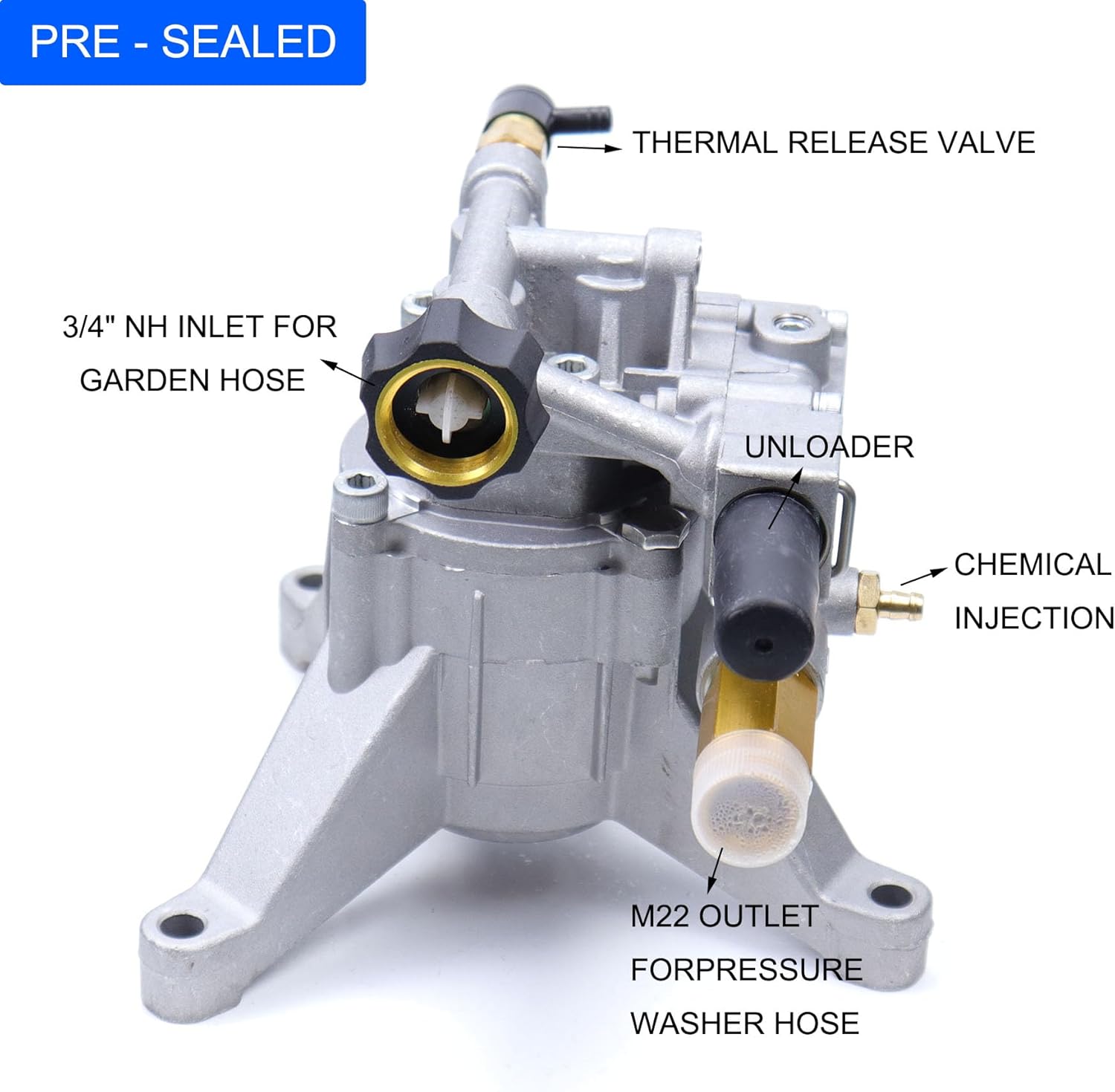 7/8" Shaft Vertical Pressure Washer Pump 3400PSI 2.5GPM Power Washer Pump Replacement for Honda, for Simpson, for RYOBI,For Briggs and For Stratton, Subaru, for Craftsman 308653078, GCV160, GCV190