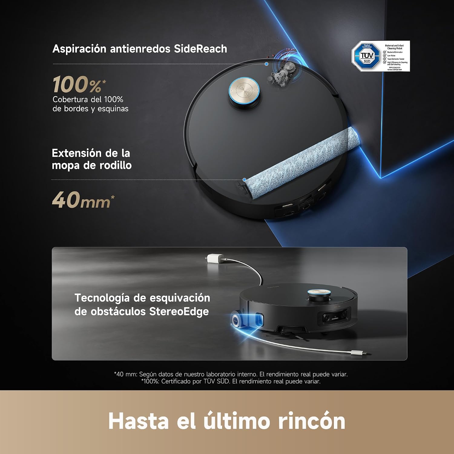 DREAME Aqua10 Ultra Roller Complete, Robot Aspirador, Autolimpieza del Rodillo, Supera Obstáculos de 8 cm, Vaciado Automático, 30.000 Pa de succión, Control Inteligente por Voz, Negro 12